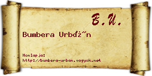 Bumbera Urbán névjegykártya
